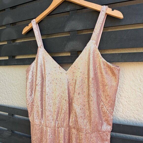 Dress the Population Cameron Sequin Knee Length Dress in Rose | Size Medium - Picture 4 of 7